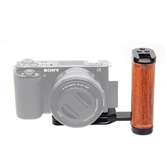 SIUTATDSH Wooden Camera Handle for Universal Cold Shoe Arca Quick Release Screw Super Expandable Cameras, Built-in Mount, Plate, L-Shaped Plate, 1/4"