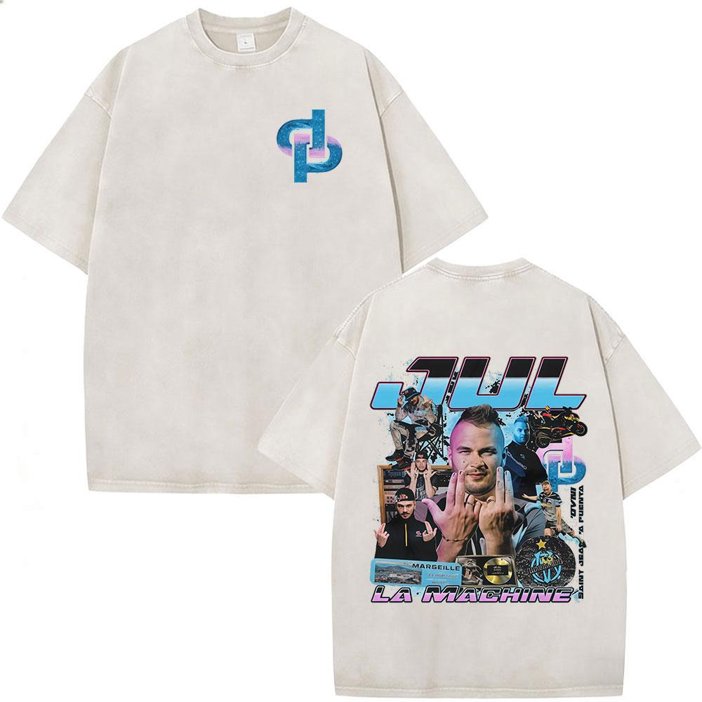 

French Rapper Jul Album Graphic Vintage Acid Washed T Shirt Mens Women Clothing Cotton Tshirt Fashion Short Sleeve Tshirts S