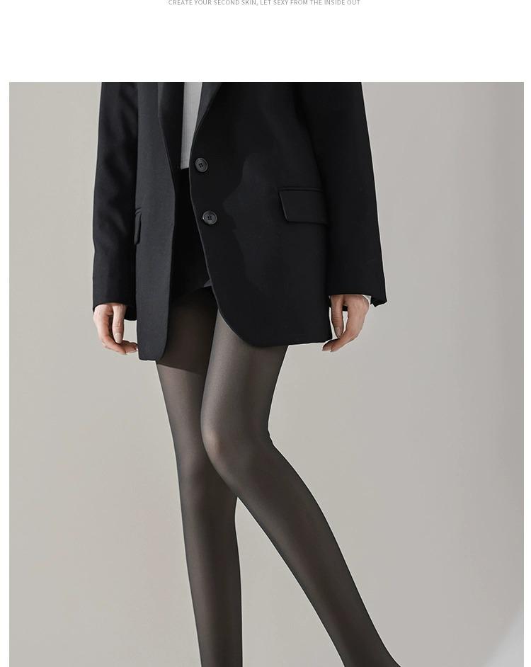 Blumenfee Schwarze Transparente Seidenstrumpfhose: Fleecegefüttert, Hohe Taille, Bauchkontrolle, Schlankmachende Leggings