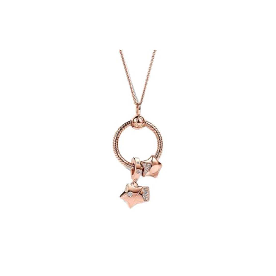 Pandora Round Star Alloy Cubic Zirconia Necklace Women necklace Rose-Gold ZT2922 Box