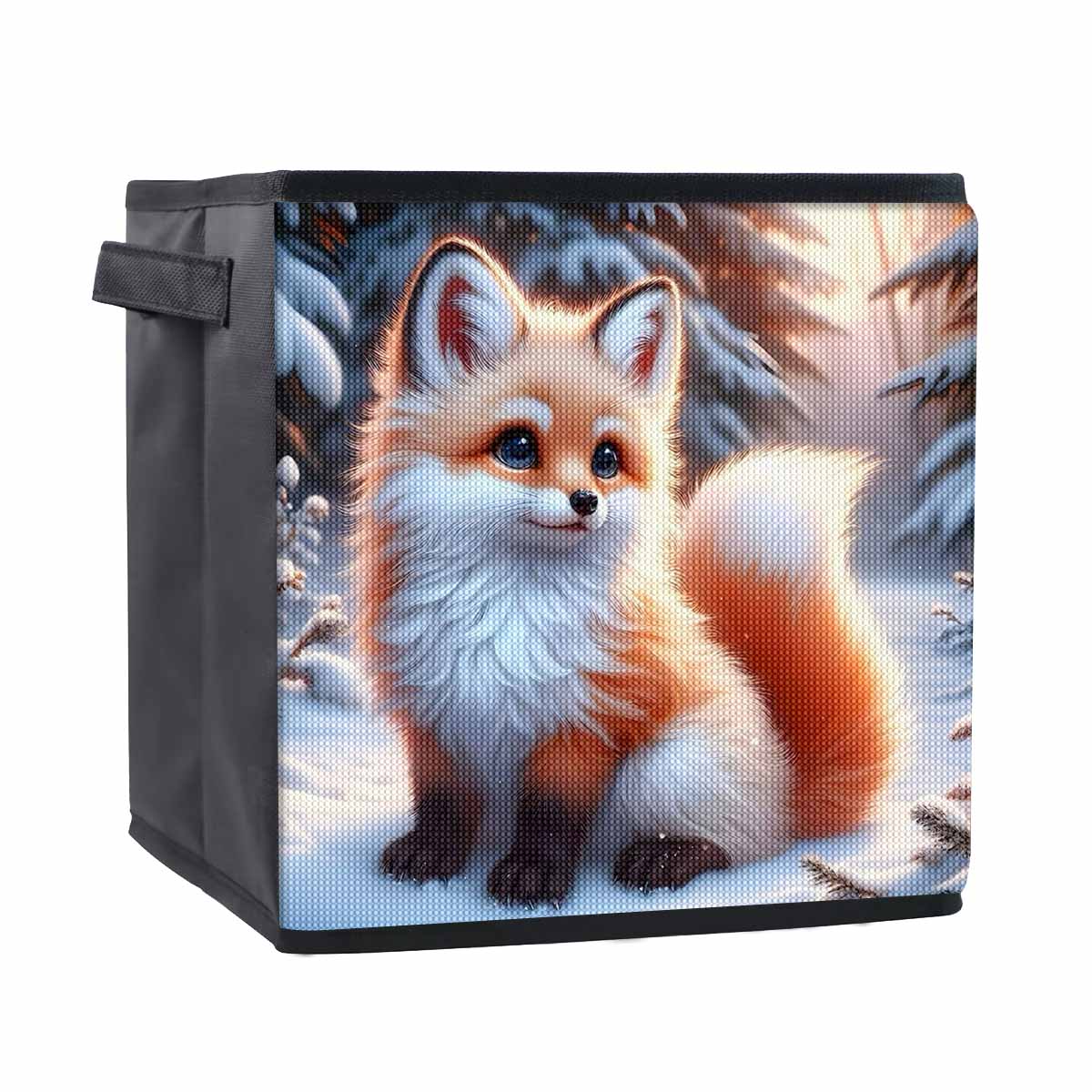 

Лиса в снегу 5D Алмазная живопись Корзина для хранения Полная круглая выкладка Мозаика Алмазная вышивка Наборы для вышивания крестом Домашний декор Домашний декор 25cmx25cm