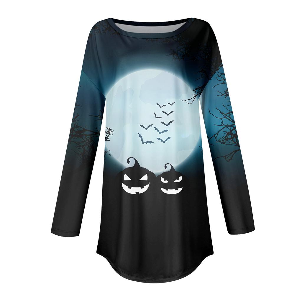 T-shirts voor Dames Herfst Casual Lange Mouw Shirts Sweatshirt Halloween Bedrukking Top Pullover