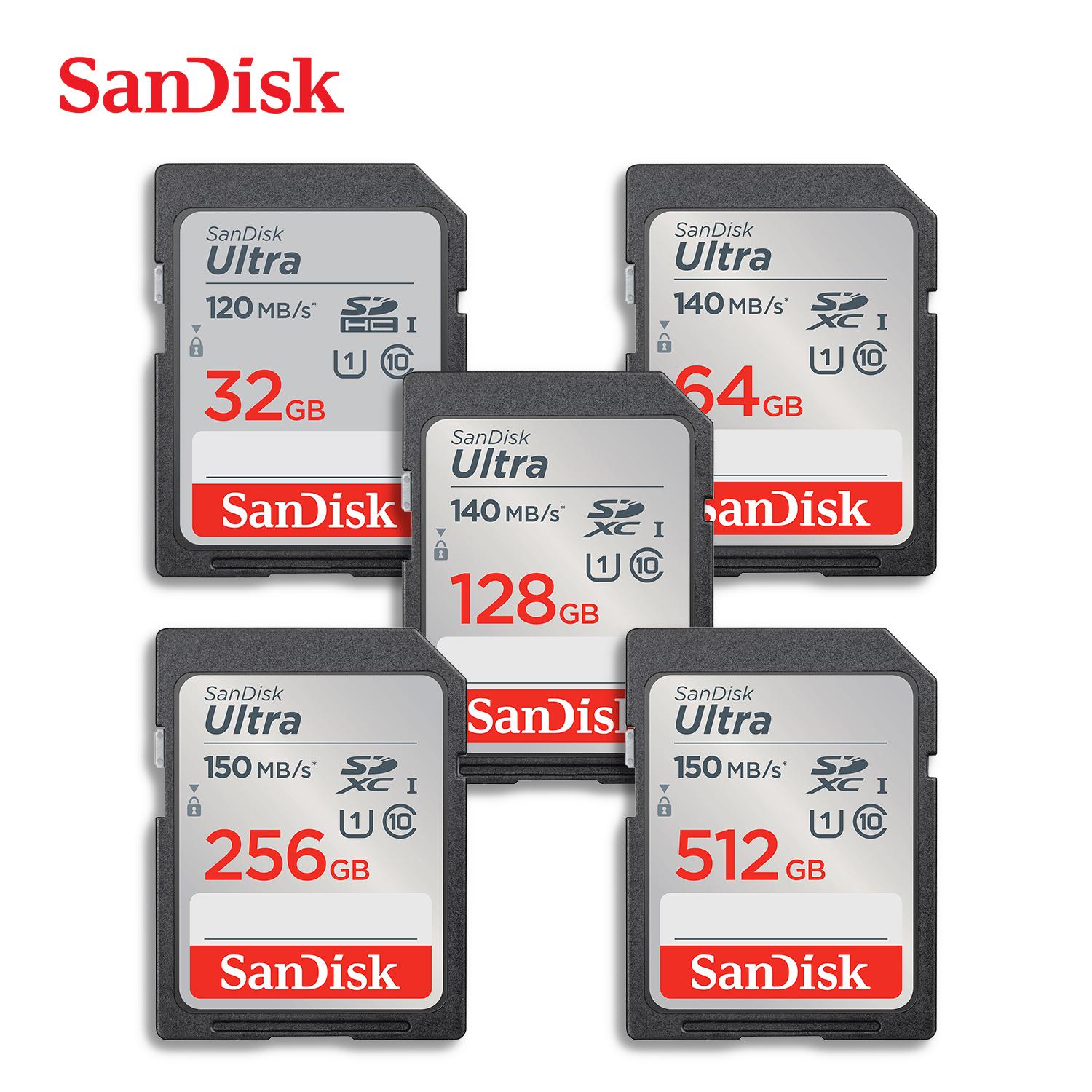 Scheda SD SanDisk 64GB 128GB 256GB V10 32GB Formato Standard Pieno Originale sandisk ultra Scheda di Memoria Flash SD Alta Velocità sdxc UHS-I per Fot