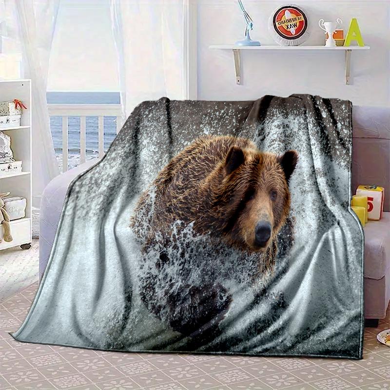 Autumnal Bear Family Scene Blanket Flannel Blanket Throw Blanket Sofa Cover Blanket Soft Premium Blanket Picnic Blanket Tv Blanket Gifts