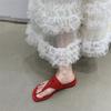 Beautiful Yellow Toe Thick Heel Flip-flops Female Summer Wear Fashionable Versatile Fairy Pinch Feet Low Heel Sandals