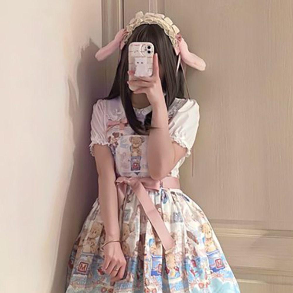 Spitzen-Katzenohren-Haarreif mit Schleife Schlappohr-Kaninchen-Kopfschmuck Niedliches Kaninchenohren-Haarband Lolita-Accessoires