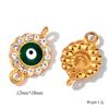 4Pcs Enamel Round Evil Eye Charms Connector Turkish Evil Eye Rhinestone Pendant For Bracelet Necklace DIY Jewelry Making