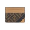 Monogram Logo Double F Pattern Color Block Stripe Leather Card Holder Men Card Holder Brown 7M0164-AJF8-F1EGA