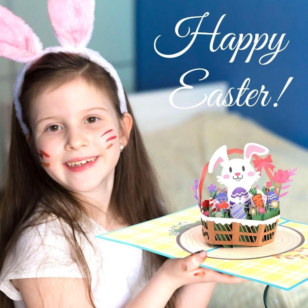 Vikbart 3D Popup Påskkort med Kuvert Festkort Kanin Ägg Gåvor Kort Semestergåvor