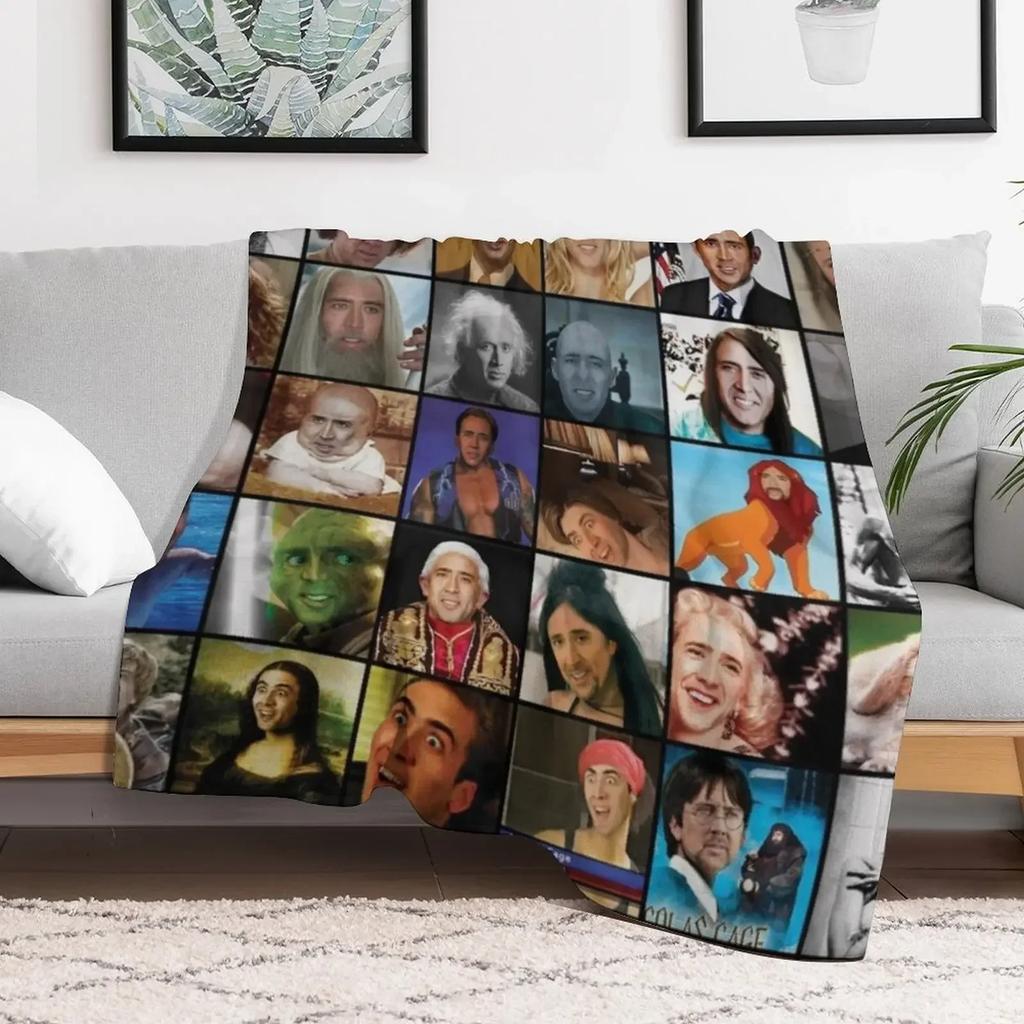 Nicholas Cage Pattern - Nicolas Cage - Nick Cage Nic Throw Blanket Designers Heavy Fluffy Softs Comforter Blankets