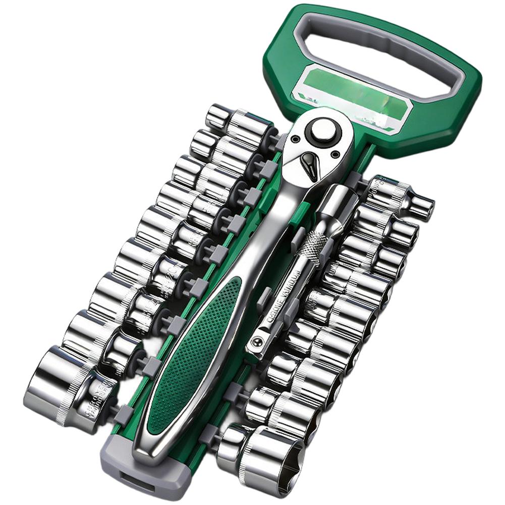 72 Tooth Ratchet Wrench Kit Featuring Heat Treated Sockets and 1/4 3/8 1/2 Drive Compatibility Chrome Vanadium