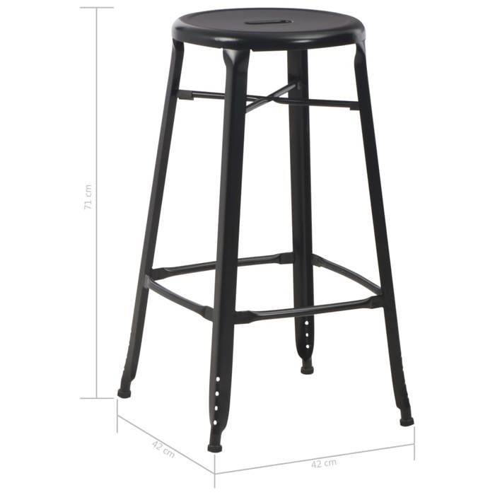 Tabouret de bar - vidaXL - Lot de 2 - Acier - Noir - Non réglable en hauteur