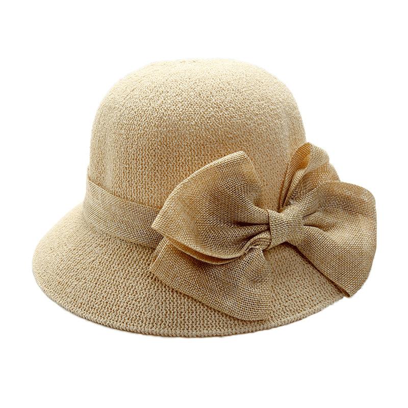 Straw Hat Big Bow-knot Women Summer Hat Solid Color Curled Edge Sun Cap Foldable Vacation Fisherman Hats