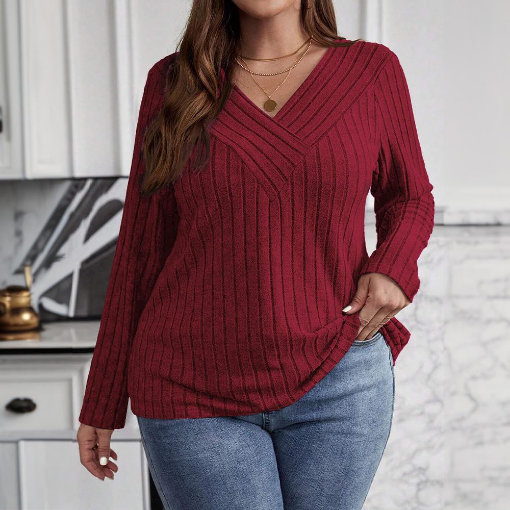 

Повседневная футболка с длинным рукавом, осенние женские топы, корейский свободный тонкий пуловер, женская одежда большого размера XL бордовый