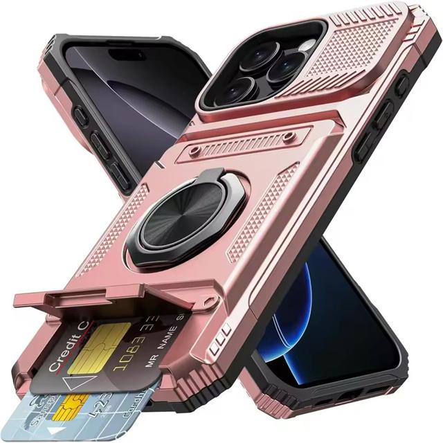 

Military Armor Anti-Fall Protect Case For iPhone 17 Air 16 14 13 15 Pro Max Plus 5G Magnetic Ring Stand Card Slot Phone Cover For iPhone 13 Pro