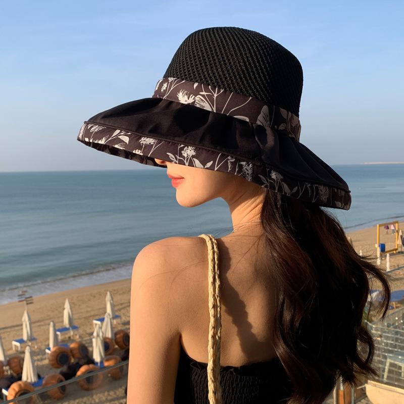 Été Nouveau Chapeau Chapeau de Soleil d'Été pour Femmes Protection Solaire Chapeau de Soleil Voyage en Plein Air Grand Bord Chapeau de Soleil Chapeau Bob Pliable