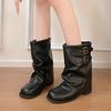 Retro Western Cowboy Boots Women's Autumn New Niche Short Martin Boots Versatile Explosive Folded Pile Boots