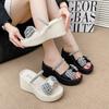 2025 New Rhinestone Bow Slippers Mary Jane Beach Sandals Casual Vacation Outer Slippers Women's Shoes