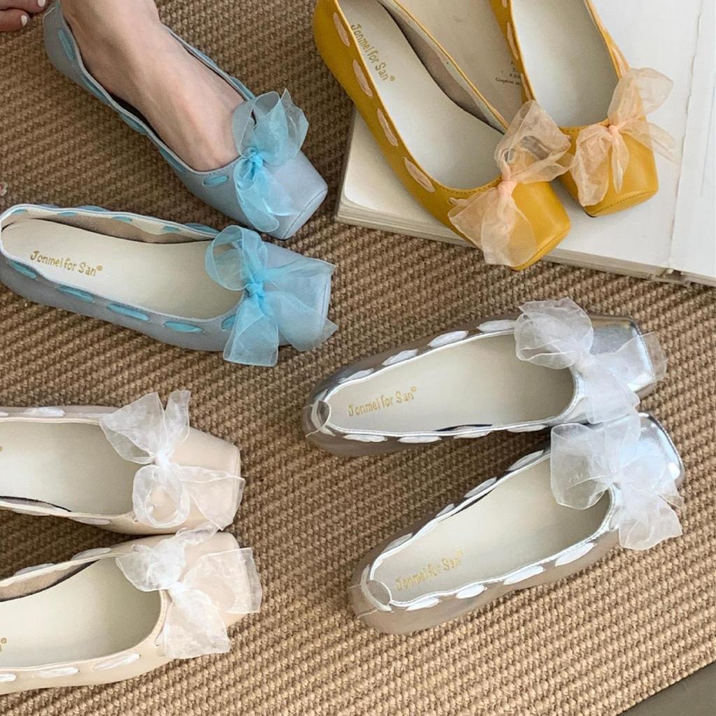 Fashion IPPEUM Mary Janes Shoes 2025 New Blue Ballet Flats Fashion Pumps Flat Ballerina Shoes For Women
