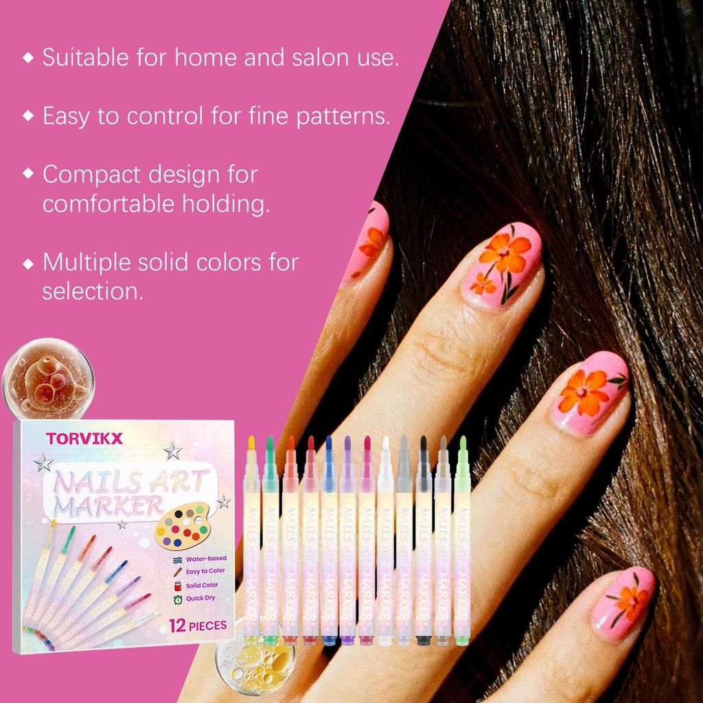 TORVIKX Multicolor DIY Nail Art Pen - Easy, Smudge-Resistant, Versatile for Any Occasion