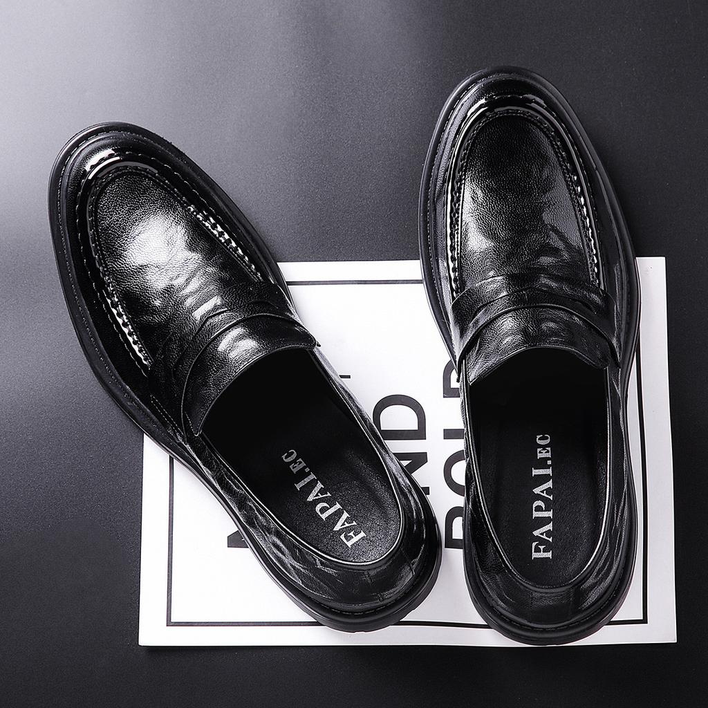 Leather Shoes Men's Business Leather Casual Leather Shoes Spring New One-pedal Black Leather Shoes Commuter Men Loafers Men