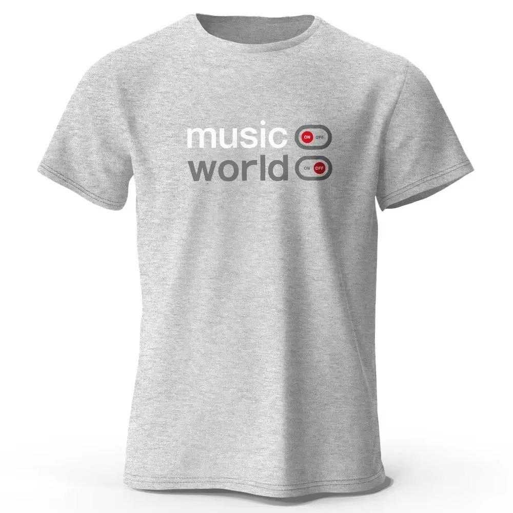 Music World Printed Men T-Shirt 100% Cotton Oversized Classic Funny Graphic Tees for Men Women Summer loose comfortable Tops Tee