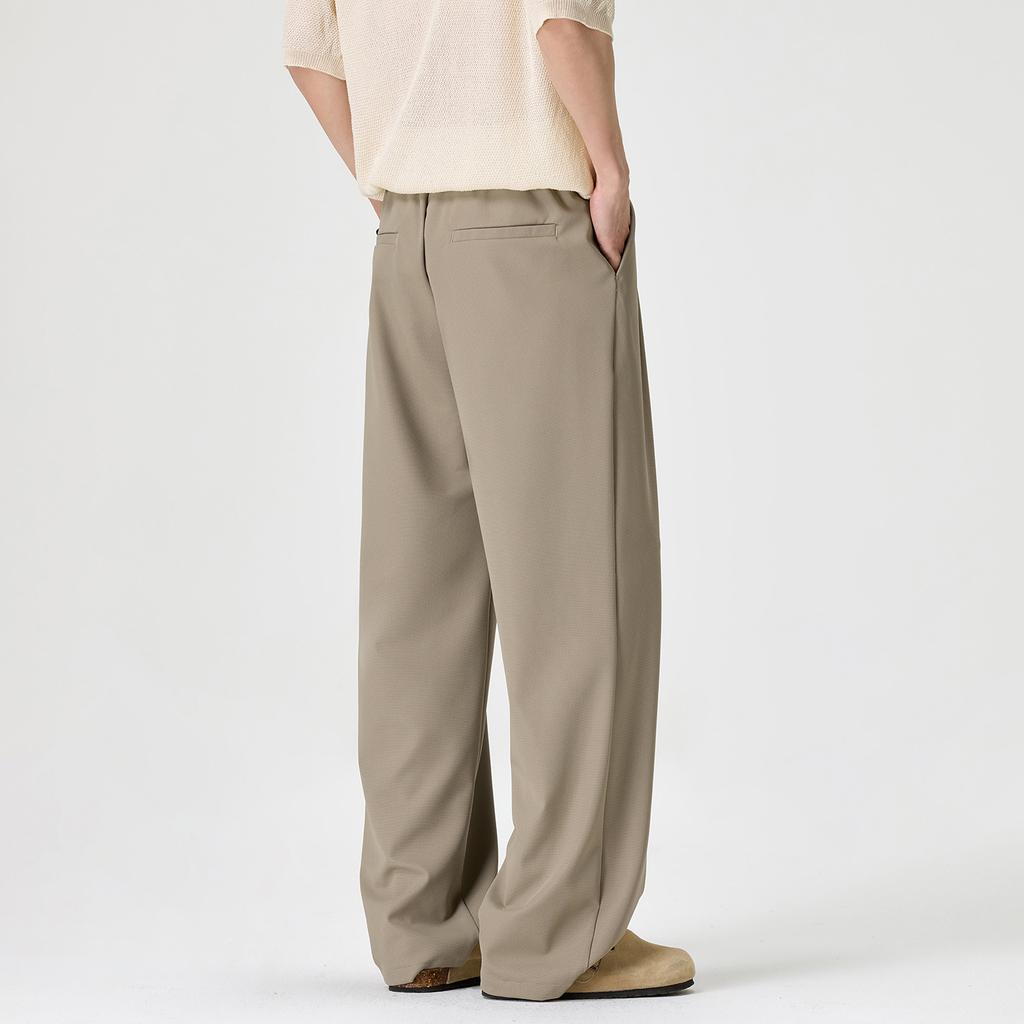 Solid Color Simple and Versatile Anti-wrinkle Drape Knitted Pants Men's Daily Commuting Loose Wide-leg Straight Casual Pants