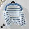 Vintage Stripe Cardigan Loose Knitwear Sweater Long Sleeve O Neck Top Autumn Winter