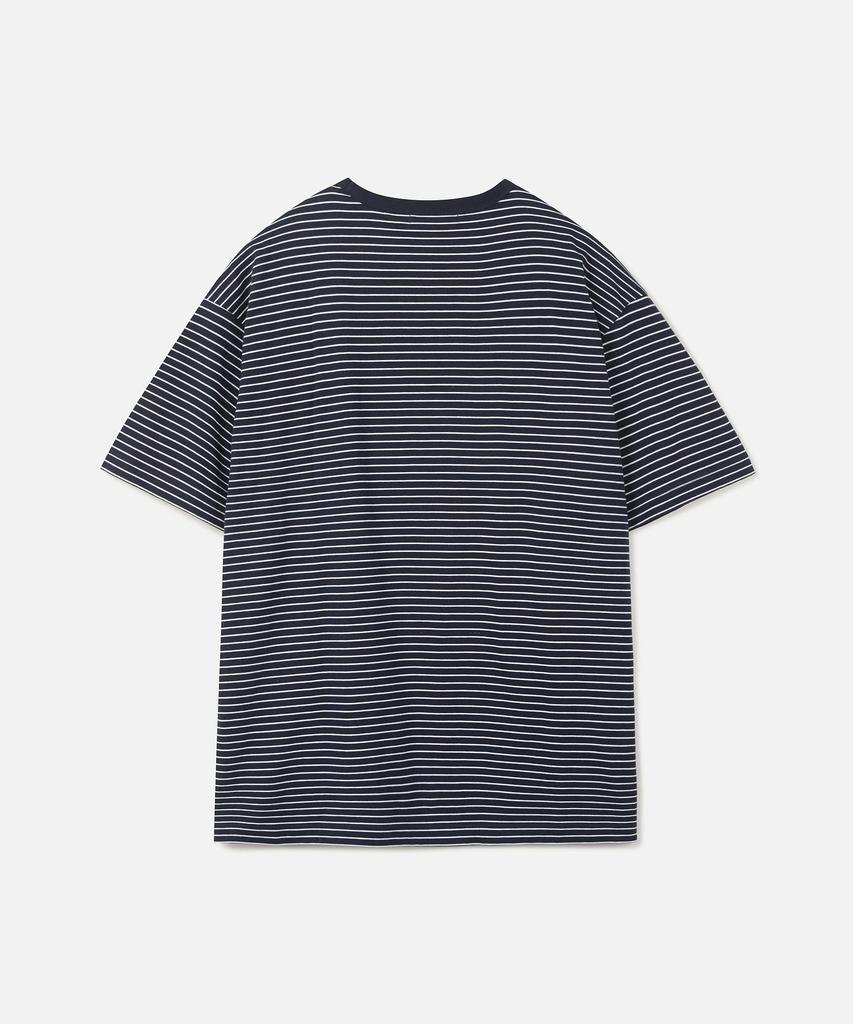 247Silijeu Usa Cotton 20-Count Striped T-Shirt Navy