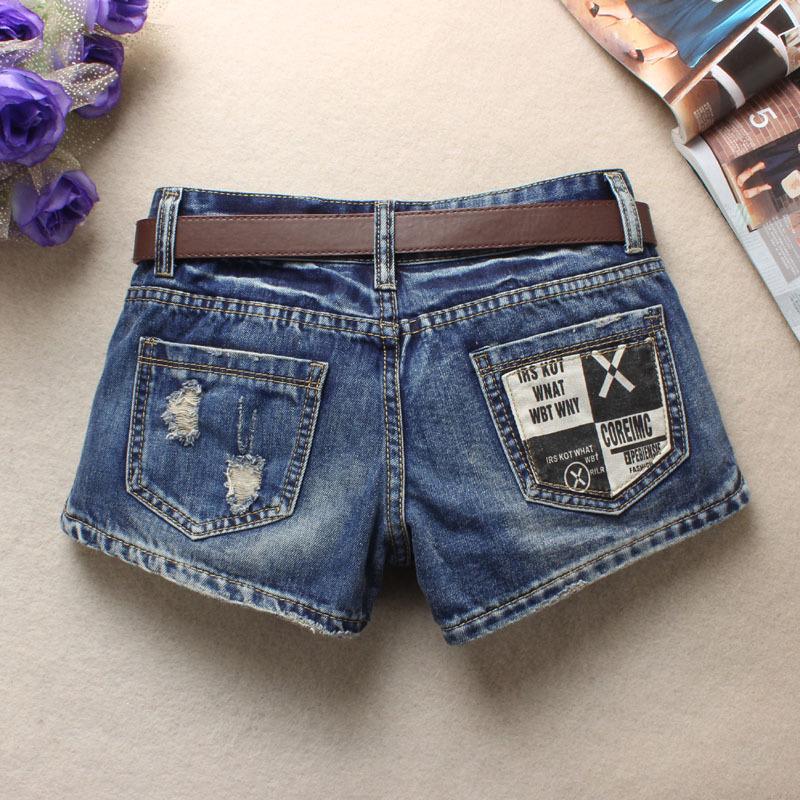 Summer Women'S Trendy Hole Denim Shorts Fashion Beggars Shorts Jean Low Waist Jeans Shorts Without Belt