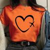 Personalized Creative Airplane Heart Pattern Printed T-Shirt Women's Fashion Shirt Casual Outdoor Women's Round Neck Short Sleev