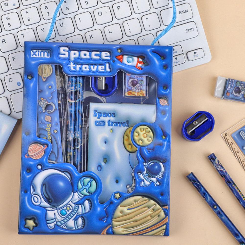 10pcs 6sets Cute 3D Cartoon Stationery Set Perfect Gift for The Beginning of The School Year Pencil Notebook Ruler Eraser Set