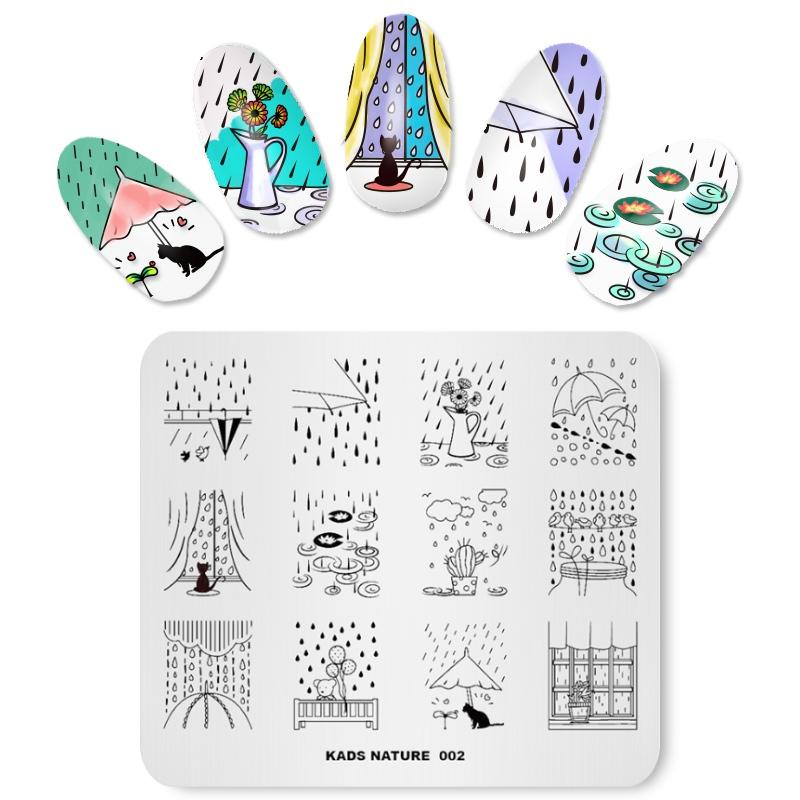 

KADS Nature 002 дизайн Cat Цветок штамп для ногтей штамп для дизайна ногтей лак для ногтей изображение шаблон для маникюра штамп
