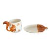 ABBY-Coffee Mug& Porcelain Cup Lovely Squirrel Relief Design Flower Mugs Afternoon Tea Teacup Fruits Juice Cup Sauce B