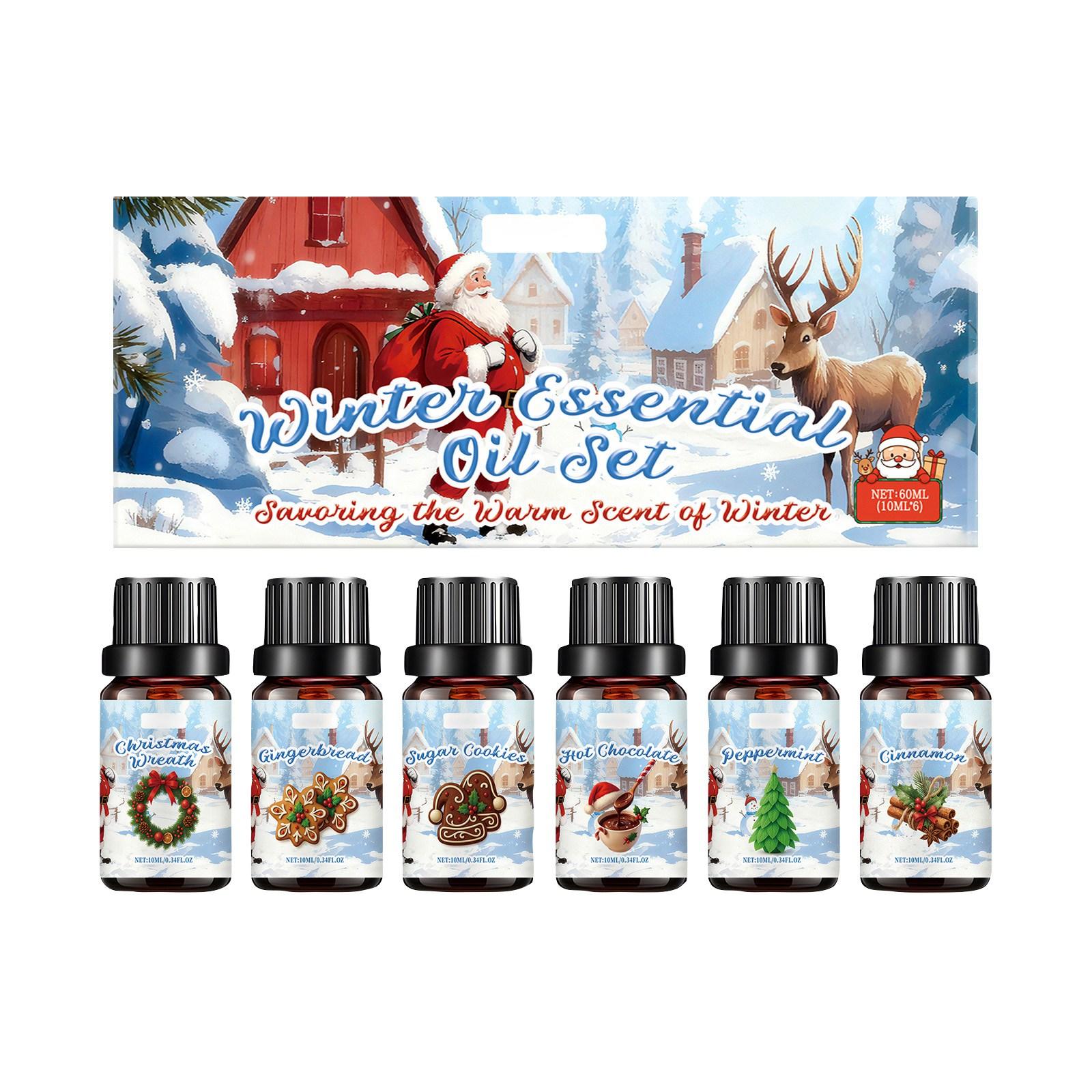 

Набор сывороточных масел для фестиваля, Диффузор для сывороточного масла, Рождественская ароматерапия, Ароматерапевтические наборы, 10 мл * 6 шт. белый