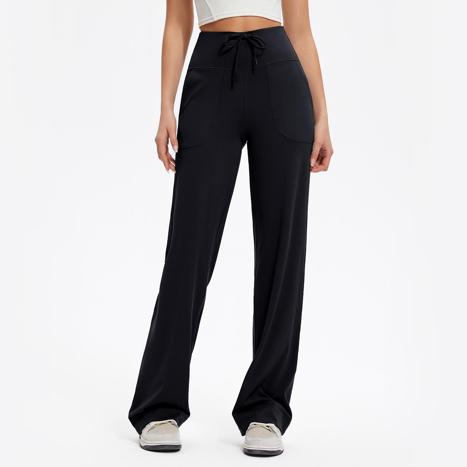 

Брюки для йоги с очень высокой посадкой и удлиненные, со шнурком, поднимающие бедра, с широкими штанинами, повседневного свободного кроя для высоких женщин XX-Large