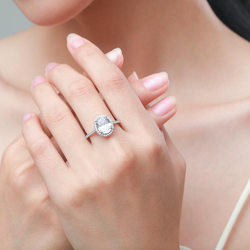 Tancise Classic 925 Sterling Silver  Zircon Ring Ladies Jewelry Wedding Promise Party Gift