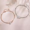 Women Bracelet Double-Layer Cherry Blossom Pendant Bracelet with Rhinestones Inlaid Hollow Design Adjustable Length Bracelet