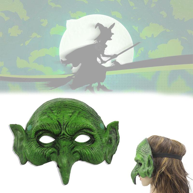 Realistic Green Witch Mask Halloween Easter Carnival Party Role Props Cosplay