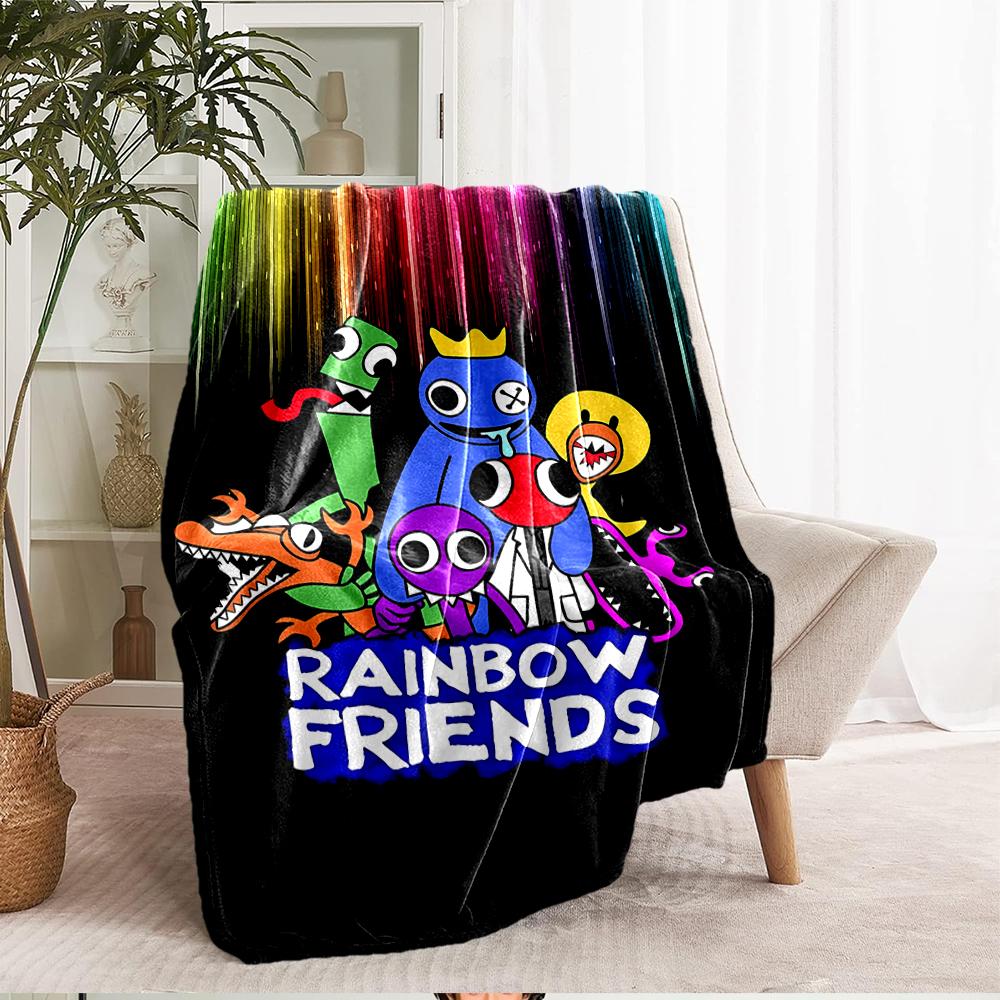 Rainbow Friends Theme Printed Blanket - Perfect for Couch, Bed, Travel & Outdoor Use | Machine Washable, Cozy & Durable.
