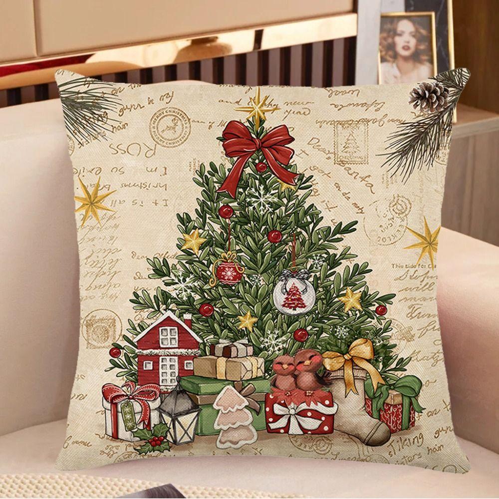 2Pcs Luxury Christmas Cushion Cover Soft Santa Claus Sofa Pillowcase Dacron Throw Pillow Case  Sofa