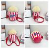 Cute Vintage Popcorn Bucket Bag Portable Casual Small Popcorn Sling Bag Adjustable Strap Versatile Coin Purse