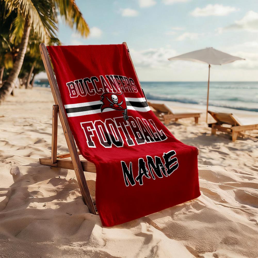 Buccaneers Football Team Spirit Personalized Text Beach Towel Super Soft Microfiber Quickdry Fabric Perfect for Traveling Yoga Camping and Swimming