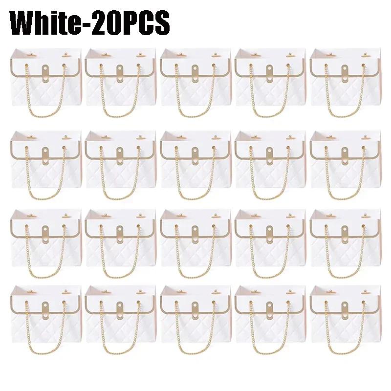 Flower Bags for Bouquets Small Flower Boxes for Arrangements with Metal Chain Cute Purse Paper Gift Box Floral Packing Tote Bags