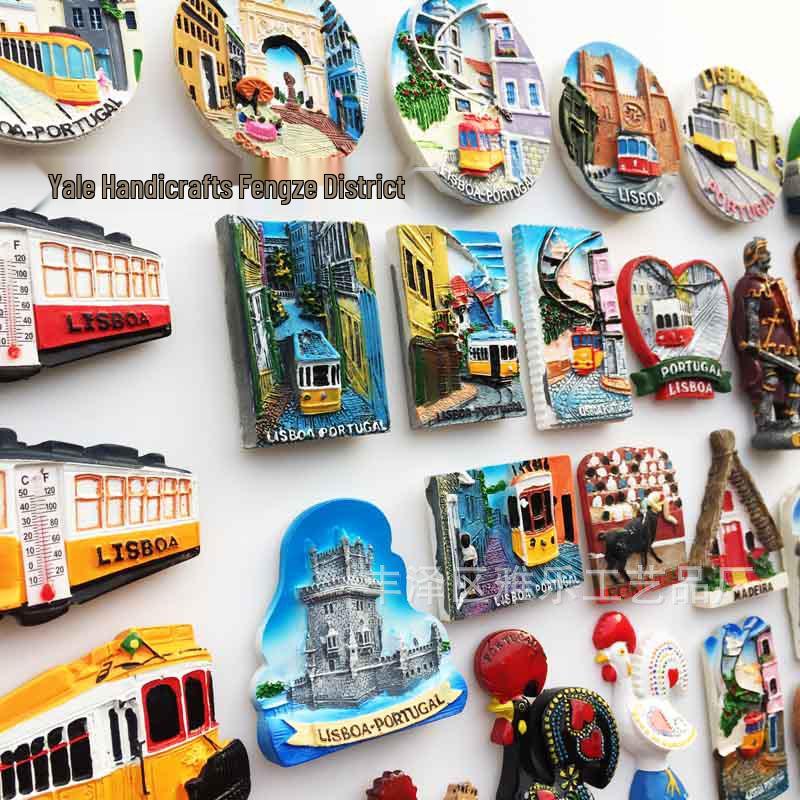 Hand-Painted Resin Magnetic Souvenir Stickers from Portugal