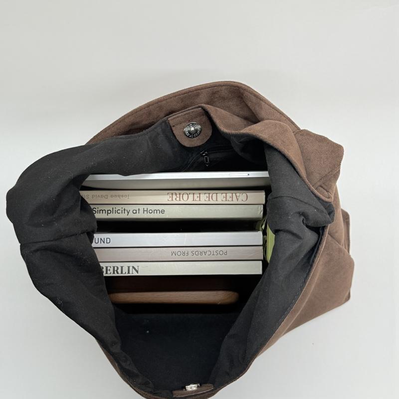 Soft Suede Hobo Bag with Knotted Handle Large Capacity Fashion Shoulder Bag