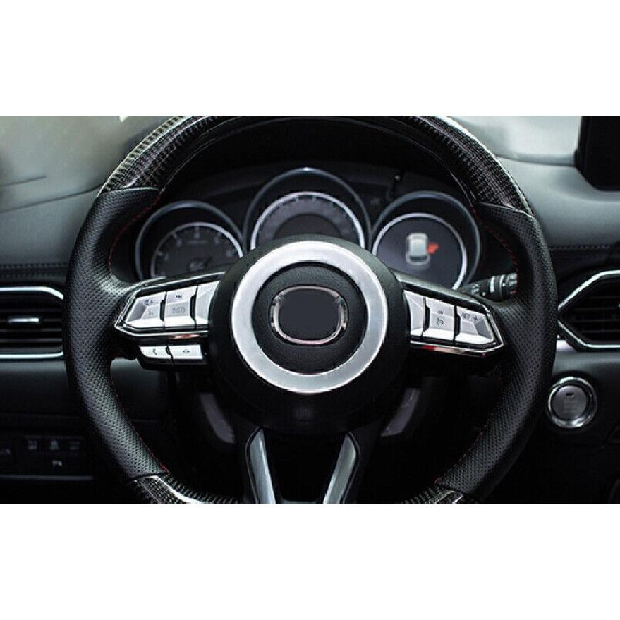 For Mazda 6 Atenza 2017-2018 Glossy Chrome Steering Wheel Horn Button Ring Trim