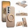 Case for Galaxy S25 - PC+Leather/PU, Khaki, With Stand