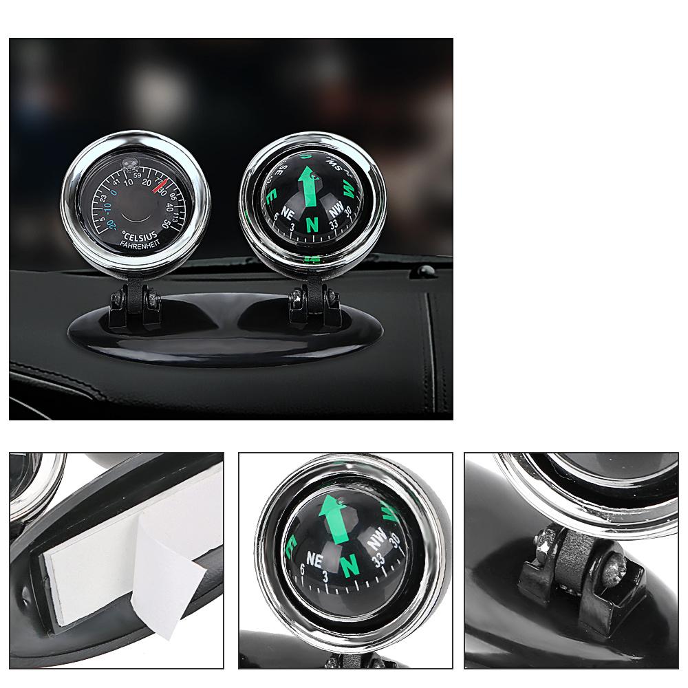 1PC Car Ornaments Compass Thermometer, Guide Ball Dashboard Meters Gauge Decorative, Truck Automobile Accessories