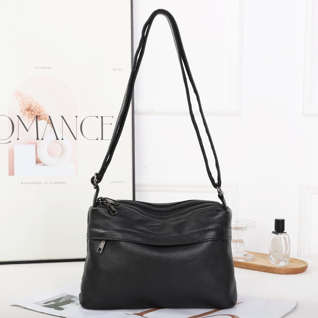 Women's Top-Grain Leather Shoulder Bag - Spacious Underarm Tote for Moms, Practical Commuter Crossbody